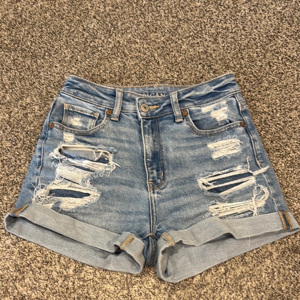 American Eagle Outfitters Blue Jean Shorts Distressed Style